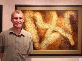 Terry Reynoldson opened his “Surfacing” exhibit at the Allied Arts Council in Spruce Grove on June 28. His collection will be featured until July 12. This piece is titled Amber Entwine. - Karen Haynes, Reporter/Examiner