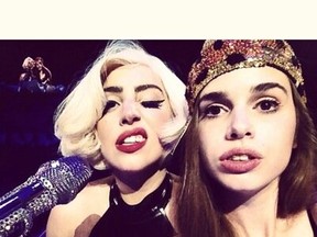 A photo taken while Ottawa singer Michelle Treacy joined Lady Gaga onstage in Montreal on Wednesday. (Submitted image)