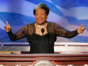 African-American author and poet Maya Angelou.

REUTERS/Gary Hershorn