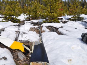 The scene of a Gemini Helicopter crash site near Fox Creek is seen after the fatal accident near Fox Creek Jan. 27, 2013. (TSB photo)
