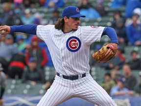 Jeff Samardzija was set to pitch for the Cubs yesterday but wound up being dealt to the A’s as part of a blockbuster trade. (AFP/PHOTO)