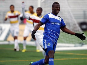 Horace James, pictured here during a FC Edmonton 2014 match, scored for the Eddies against the Seattle Sounders on July 6, 2014.
