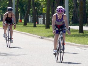 13-year-old Jasmine Feddema (front) has been taking part in triathlons for four years, in July she will join other young athletes from around the province for the 2014 Albert Summer Games.
