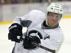 Winnipeg Jets forward Nikolaj Ehlers fires a shot on net during development camp in Winnipeg, Man. Monday July 07, 2014.
Brian Donogh/Winnipeg Sun/QMI Agency