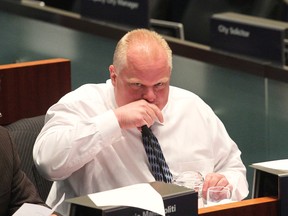 Mayor Rob Ford at Monday's city council meeting. (STAN BEHAL, Toronto Sun)
