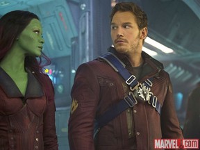 Zoe Saldana and Chris Pratt in "Guardians of the Galaxy" (Marvel Handout)