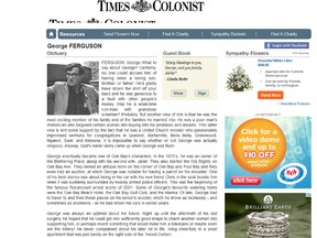 George Ferguson is pictured in his obituary as it appears on the Victoria Times Colonist's website.