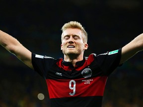 Germany's Andre Schuerrle celebrates after scoring against Brazil. The trouncing by the Germans led to a lot of Nazi jokes on social media, including one by a Malaysian politician that drew backlash. (Reuters)