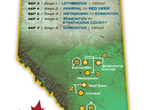 The 2014 Tour of Alberta will start in Calgary and  end in Edmonton, reversing the flow of the 2013 event. (Supplied)