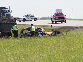Emergency crews pictured at a fatal crash near Irricana.
Miriam Ostermann/QMI Agency