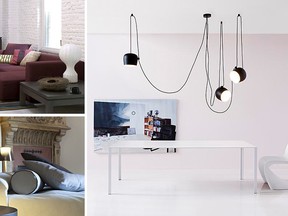 Lights in photo (clockwise): 1. Gatto table lamp, designed by Achille and Pier Giacomo Castiglioni for Flos. Available at LightForm or Flos Toronto; 2. Aim pendants, designed by Ronan and Erwan Bouroullec for Flos. Available at LightForm or Flos Toronto; 3. KTribe T table lamp: designed by Philippe Stark for Flos. Available at LightForm or Flos Toronto