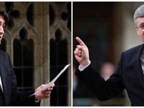Justin Trudeau (left) and Stephen Harper (right)
REUTERS/Chris Wattie