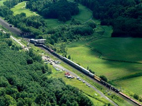 Aerial photo from Thursday shows 25-car derailment that happened west of Brockville.