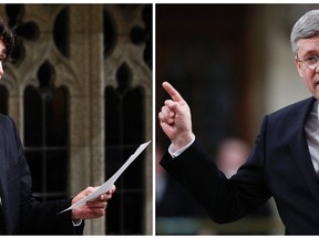 Liberal Leader Justin Trudeau and Prime Minister Stephen Harper. 

REUTERS/Chris Wattie/Files