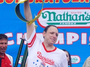 Nathan's Famous 4th of July Hot Dog Eating Contest in Coney Island Brooklyn New YorkFeaturing: Joey ChestnutWhere: New York City, New York, United StatesWhen: 04 Jul 2014Credit: Alberto Reyes/WENN.com
