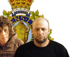 Jodi McCulloch (left) and Arthur Benson (right,) both 37-years-old, stand accused in a series of break and enters and truck thefts across a large area of northwestern Alberta earlier this week. RCMP photos, Whitecourt Star graphic