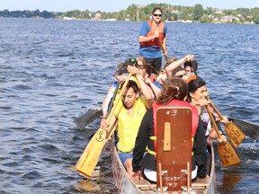 Gino Donato/The Sudbury Star
The Norcat dragon boat team heads out for final practice on Thursday evening.