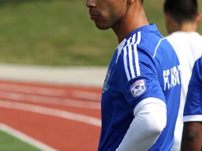 Cristian Raudales during FC Edmonton training at Johnny Bright Sports Park on July 11, 2014.