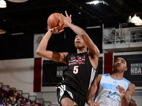 Raptors’ Bruno Caboclo goes up against the Nuggets at Summer League in Las Vegas last night. (AFP)