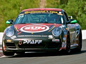 Kyle Marcelli, of Barrie, drives his torontosun.com sponsored No. 08 Porsche 997 in the Continental GS race in Bowmanville. (John Walker/photo)