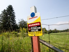 A sign marks the path of Line 9 just north of the 401 above Kingston. (QMI AGENCY PHOTO)