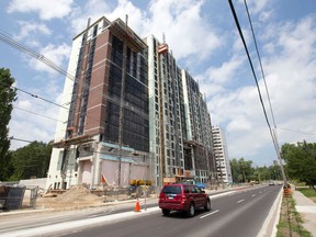 A new apartment building on Richmond Street, just north of the Western University main gates, is nearing completion in London (CRAIG GLOVER, The London Free Press)