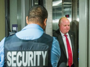 Toronto Mayor Rob Ford leaves his office at City Hall on Tuesday July 15, 2014. (Ernest Doroszuk/Toronto Sun)
