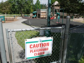 Due to an unsafe safety-inspired rubberized ground, the Rick Meagher/Medigas Rotary Play Park at West Riverside Park in Belleville, Ont. — known as the pirate ship park — is closed while necessary repairs are conducted over the next six to eight weeks. (Tuesday, July 16, 2014). - Jerome Lessard/The Intelligencer/QMI Agency