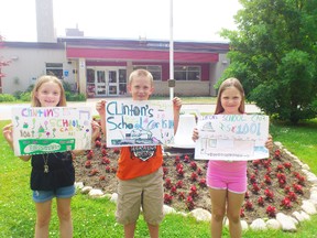 Pictured here (from left to right) are poster contest winners from Mr. Carroll’s Grade 2 class at Clinton Public School, Jocelyn Smith, Owen Heipel and Emma Brace.