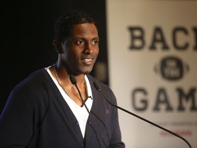 Toronto Argos player Andre Durie was on hand for the CFL's "Back in the Game"  launch on Wednesday, July 16, 2014. (JACK BOLAND/Toronto Sun)