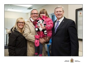 Conservative Party President John Walsh (second from left), with his daughter Georgia, his wife Jillian and Prime Minister Stephen Harper. (Photo from Facebook)