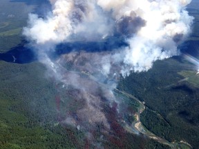 Red Deer Creek Fire in north east BC was discovered on July 6, 2014. Ten days laterthe fire is still out of control. On Wednesday a state of local emergency and an evacuation order was issued by the MD of Greenview, southwest of Grande Prairie, Alberta in response to wildfires. The evacuation order applies to areas south of the Wapiti River, west of Nose Creek and the Two Lakes Road and north of Township 61. 

Photo Supplied by/BC Forest Fire Info