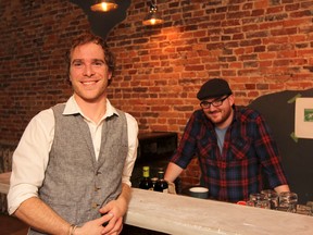 Musiikki Cafe owner Kris Clendining, left, with manager Ryan Maybee in the cafe. The new whiskey and coffee cafe will have a 'soft' opening this week. (Julia McKay/The Kingston Whig-Standard)