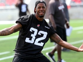 Ottawa RedBlacks defensive back Jermaine Robinson was all smiles a day before the team's first-ever home opener. CHRIS HOFLEY/OTTAWA SUN