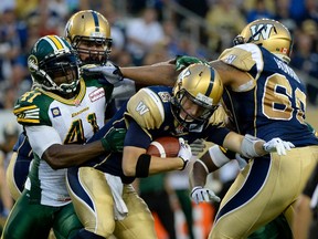 Eskimos DE Odell Willis recorded a sack on Bombers QB Drew Willy on Thursday, as well as a pick six, two tackles and a fumble recovery. (Reuters)