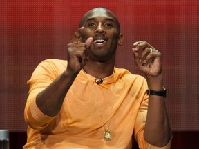 Kobe Bryant of NBA's Los Angeles Lakers speaks at a panel for the Showtime television documentary "Kobe Bryant's Muse" during the Television Critics Association Cable Summer Press Tour in Beverly Hills, California July 18, 2014. (REUTERS)