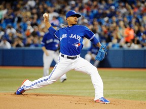 Toronto Blue Jays starting pitcher Marcus Stroman pitches against the Texas Rangers at at Rogers Centre on July 19, 2014. (Peter Llewellyn-USA TODAY Sports)