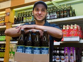 Steven Nazarian displays Forked River's riptide rye pale ale, now available at London-area LCBO locations. Mike Hensen/The London Free Press/QMI Agency