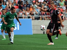 The New York Cosmos crashed the party Sunday, July 20, 2014 downing the Ottawa Fury FC 1-0 in the first soccer game played at TD Place.
DEAN JONCAS PHOTOGRAPHY