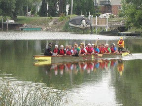 The Breast Buddies dragon boat racing team went through a boot camp training session on Saturday, July 19, 2014. DON ROBINET/QMI AGENCY