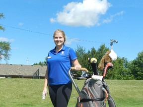 Kristina Frkovic, of Crumlin Creek Golf Course near London, Ont., demonstrates the new GolfBoard that will be available at the club Aug. 1. HANK DANISZEWSKI/The London Free Press/Postmedia Network file photo