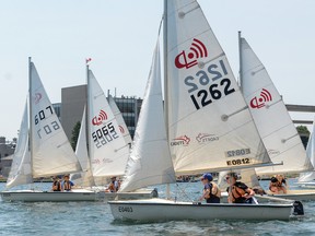 Basic level sea cadets from HMCS Ontario sail echo boats in the Kyle Bailey Memorial Regatta on Monday. (Alex Pickering/For The Whig-Standard)