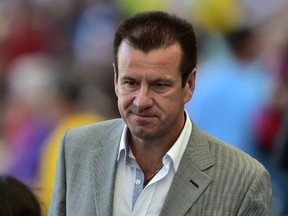Former Brazilian football player Dunga attends the closing ceremony prior to the 2014 FIFA World Cup final football match between Germany and Argentina at the Maracana Stadium in Rio de Janeiro, Brazil on July 13, 2014.  (AFP PHOTO / NELSON ALMEIDA)