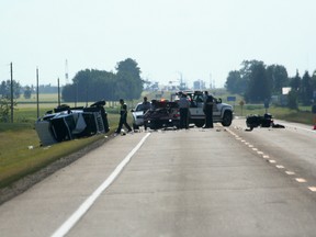 A motorcyclist was killed in a crash with a SUV Tuesday near Leduc. (Bobby Roy/QMI Agency)