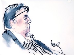 Los Angeles Clippers co-owner Donald Sterling is seen in court in this courtroom sketch in Los Angeles, California, July 8, 2014. (REUTERS/Mona S. Edwards)