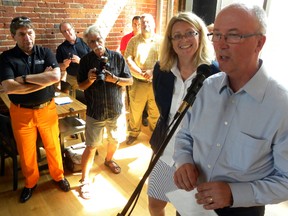 John Smylie is seen here on the right during an announcement held in Trenton, Ont. earlier this summer. - ERNST KUGLIN/THE INTELLIGENCER/FILE PHOTO