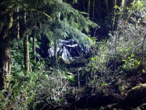 Oregon State photo of a fatal crash found Sunday, July 20, 2014, north of Cannon Beach. (Oregon State Police)