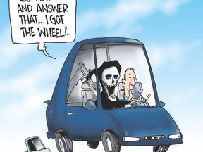 Distracted driving cartoon