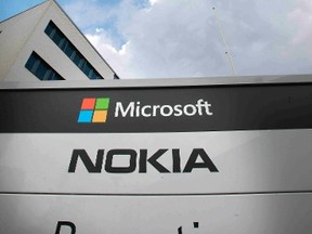 A view of Microsoft and Nokia signs in Oulu, Finland, July 17, 2014.  REUTERS/Markku Ruottinen/Lehtikuva