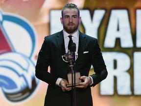 Ryan O'Reilly of the Colorado Avalanche speaks after winning the Lady Byng Memorial Trophy during the 2014 NHL Awards at the Encore Theater at Wynn Las Vegas on June 24, 2014 in Las Vegas, Nevada.  (Ethan Miller/Getty Images/AFP)
